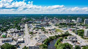 millwrights in guelph headline picture, an arial view of the city