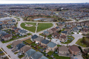 Brampton drone photos fall green grass Mississauga rd and queen